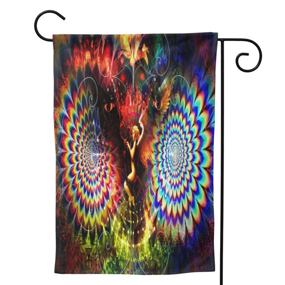 Psychedelic Trippy Angels And Demons Garden Flag 12.5"X18" Outdoor Indoor Garden Decor Porch Banner Sign With Grommets Uv Fade Resistant