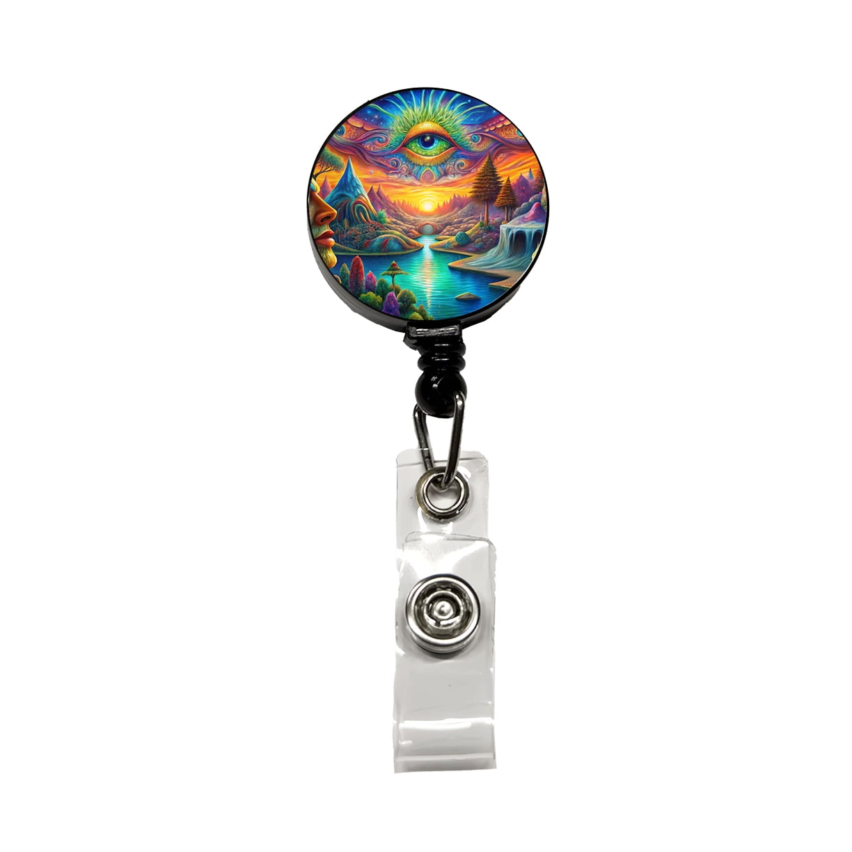 Keyhole Trippy Psychedelic Trippy Artsy Design Retractable Reel ID Badge Key Card Name ...