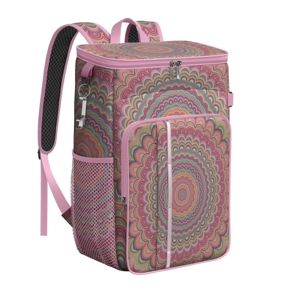 Psychedelic Trippy Style Cooler Backpack - 20L Leakproof Insulated Backpack with Abstract Geometric Pattern for Beach & Outdoor
