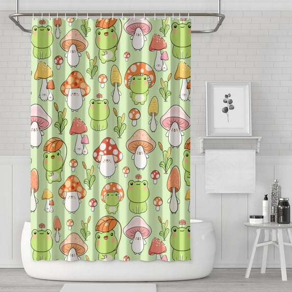 Psychedelic Trippy Waterproof Shower Curtain, Machine Washable Fabric with Hooks, Boho Magical Forest Mushrooms and Vintage Mushroom Bathroom Shower Curtain