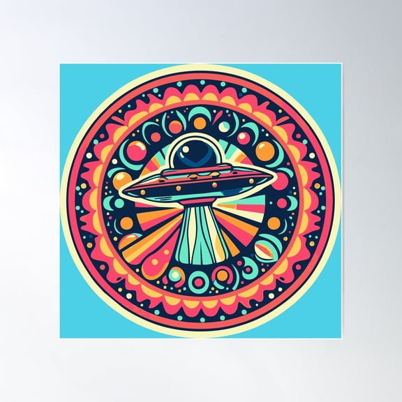 Psychedelic Ufo Poster Wall Art, Modern Wall Decor For Living Room Bedroom, 24x24 UNFRAMED