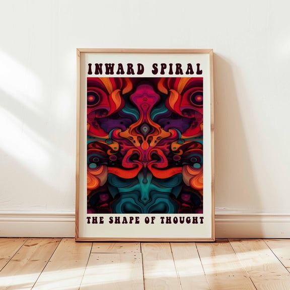 Psychedelic Wall Art Inward Spiral Poster Abstract Mindscape Print Trippy Surreal Artwork