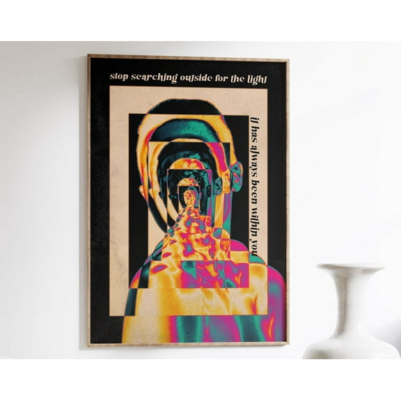 Psychedelic Wall Art, Retro Print, 70S Decor, Gradient Poster, Psychedelic Poster, 60S Print, Psychadelic Art, Trendy Wall Art, Trippy Print Wall Art, Modern Wall Decor, 8x12 UNFRAMED