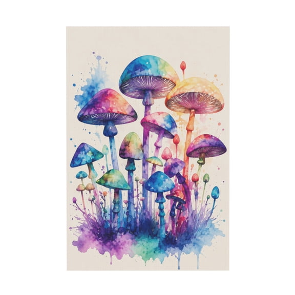 Psychedelic Watercolour Mushrooms Canvas Wall Art For Kitchen Dining Room Cafe Restaurant Decor 12*18in