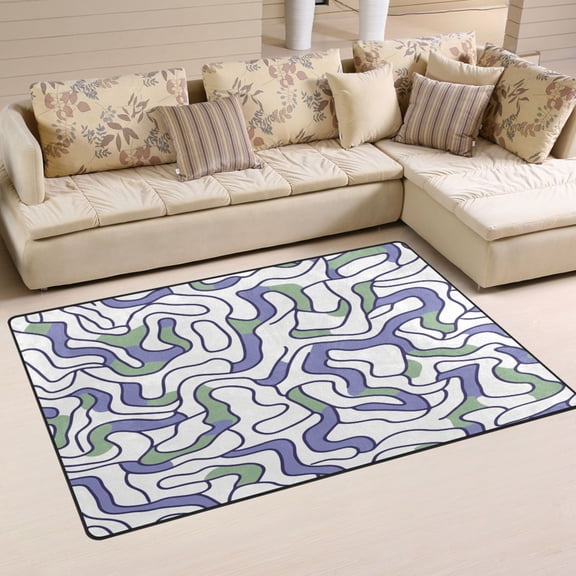 Psychedelic Waves Soft Polyester Area Rug 60''x39'', Non Slip, Memory Foam, Water Absorbent