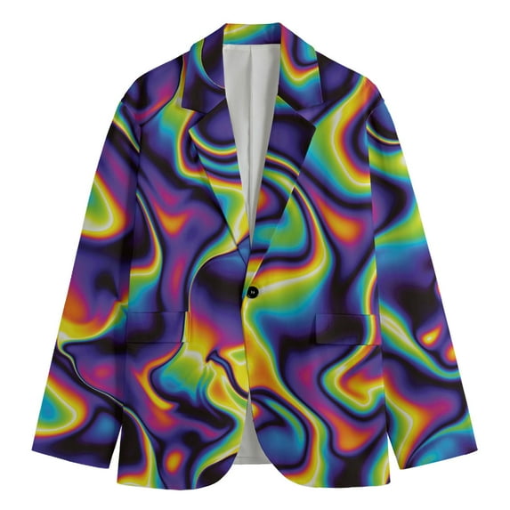Psychedelic Wavy Print Men'S Blazer Full Printed Hoodie Sweatshirt , 420 Cannabis Marijuana Stoner T-Shirt Pullover For Men And Women Graphic Tee Plus Size To 5Xl