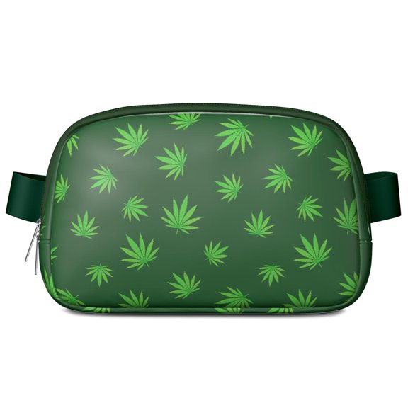 Psychedelic Weed Aesthetic Fanny Pack – Colorful Marijuana Leaf Waist Bag for Women with Zipper Pockets & Adjustable Strap – Lightweight Crossbody Travel Sling Bag
