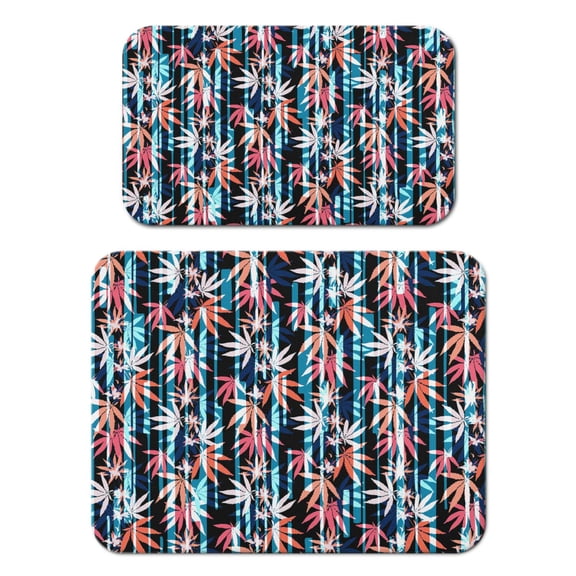 Psychedelic Weed Leaf Dish Drying Mat, Hemp Leaf Coffee Bar Pad, Vibrant Trippy Cannabis Kitchen Mat, Absorbent Diatom Mud Counter Mat with Neon Glow Aesthetic