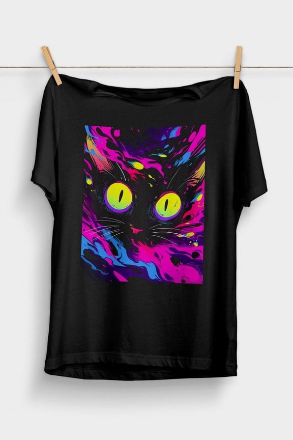 Psychedelic Weirdcore Cat T-Shirt | Punk Aesthetic | Trippy Alt Clothing | Grunge Clothes | Cool Trendy Funky