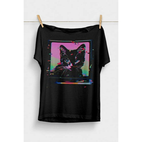 Psychedelic Weirdcore Cat T-Shirt | Vaporwave Aesthetic | Trippy Alt Clothing | Grunge Clothes | Harajuku Punk | Rave Gear