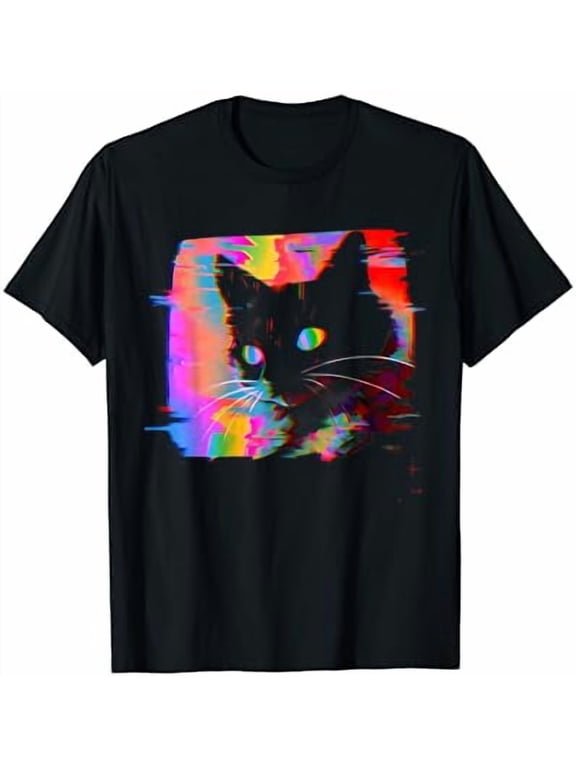 Psychedelic Weirdcore Cat Vaporwave Aesthetic Trippy T-Shirt
