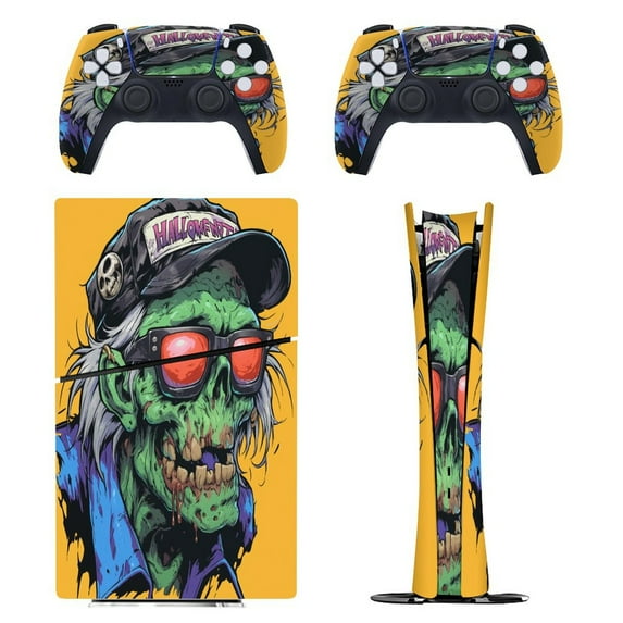 Psychedelic Zombie Skull Print PS5/PS5 Pro/PS5 Slim Digital Disc Skin Sticker For Console And Controller Skins