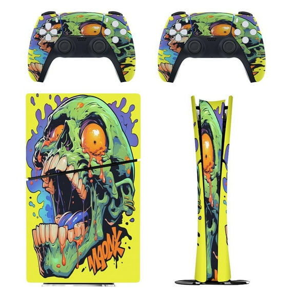 Psychedelic Zombie Skull Print PS5/PS5 Pro/PS5 Slim Digital Disc Skin Sticker For Console And Controller Skins
