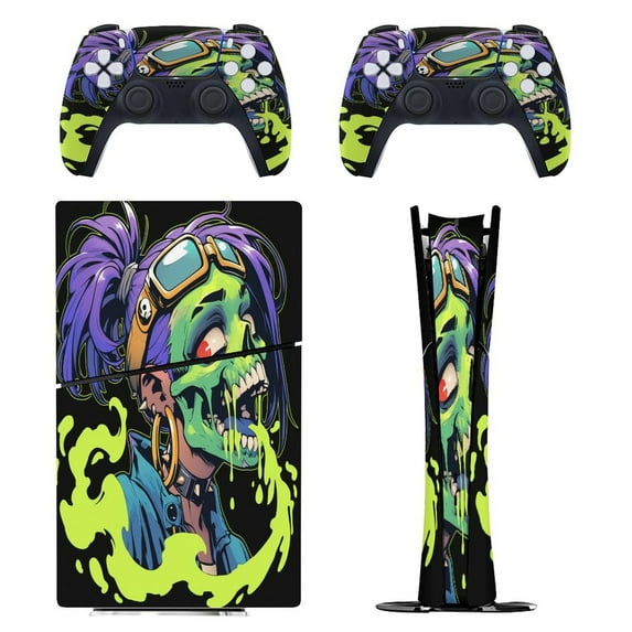 Psychedelic Zombie Skull Print PS5/PS5 Pro/PS5 Slim Digital Disc Skin Sticker For Console And Controller Skins