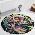 thumbnail image 1 of Psychedelic Zombie Skull Print Round Carpet Circle Rug Outdoor Patio Area Rug Washable Large Area Rugs Hallway Room Decor Fitness Mats, 1 of 8