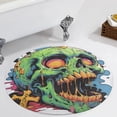 thumbnail image 1 of Psychedelic Zombie Skull Print Round Carpet Circle Rug Outdoor Patio Area Rug Washable Large Area Rugs Hallway Room Decor Fitness Mats, 1 of 8