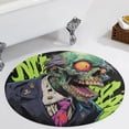 thumbnail image 1 of Psychedelic Zombie Skull Print Round Carpet Circle Rug Outdoor Patio Area Rug Washable Large Area Rugs Hallway Room Decor Fitness Mats, 1 of 8
