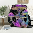 thumbnail image 1 of Psychedelic patterned magical mushrooms cover the blanket, ultra soft and comfortable flannel blanket bedding blanket reversible - perfect for sofas or bed decor blankets, 1 of 6