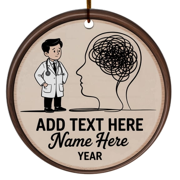 Psychiatrist Christmas Ornament 2025, Santas Favorite Psychiatrist, Custom Name Text Keepsake, Unique Doctor Gift Christmas Ornament