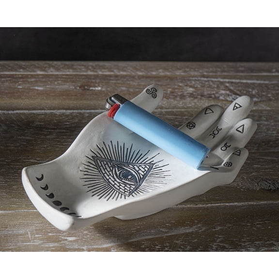 Psychic Fortune Teller Chirology Palmistry Hand Eye Of Providence Tray Figurine