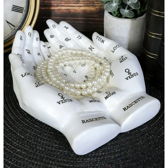 Psychic Fortune Teller Chirology Palmistry Hand Palms Jewelry Dish Figurine