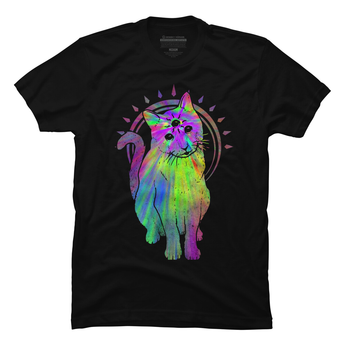 Psychic psychedelic trippy cat Mens Black Graphic Tee - Design By Humans  S - image 1 of 4