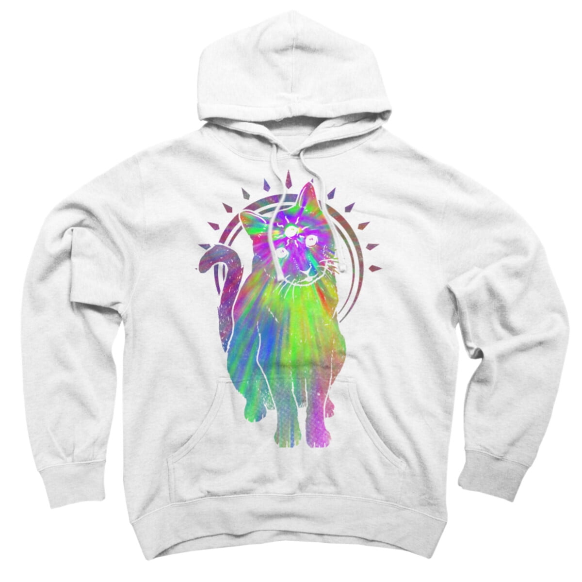 Psychic psychedelic trippy cat White Graphic Pullover Hoodie - Design ...
