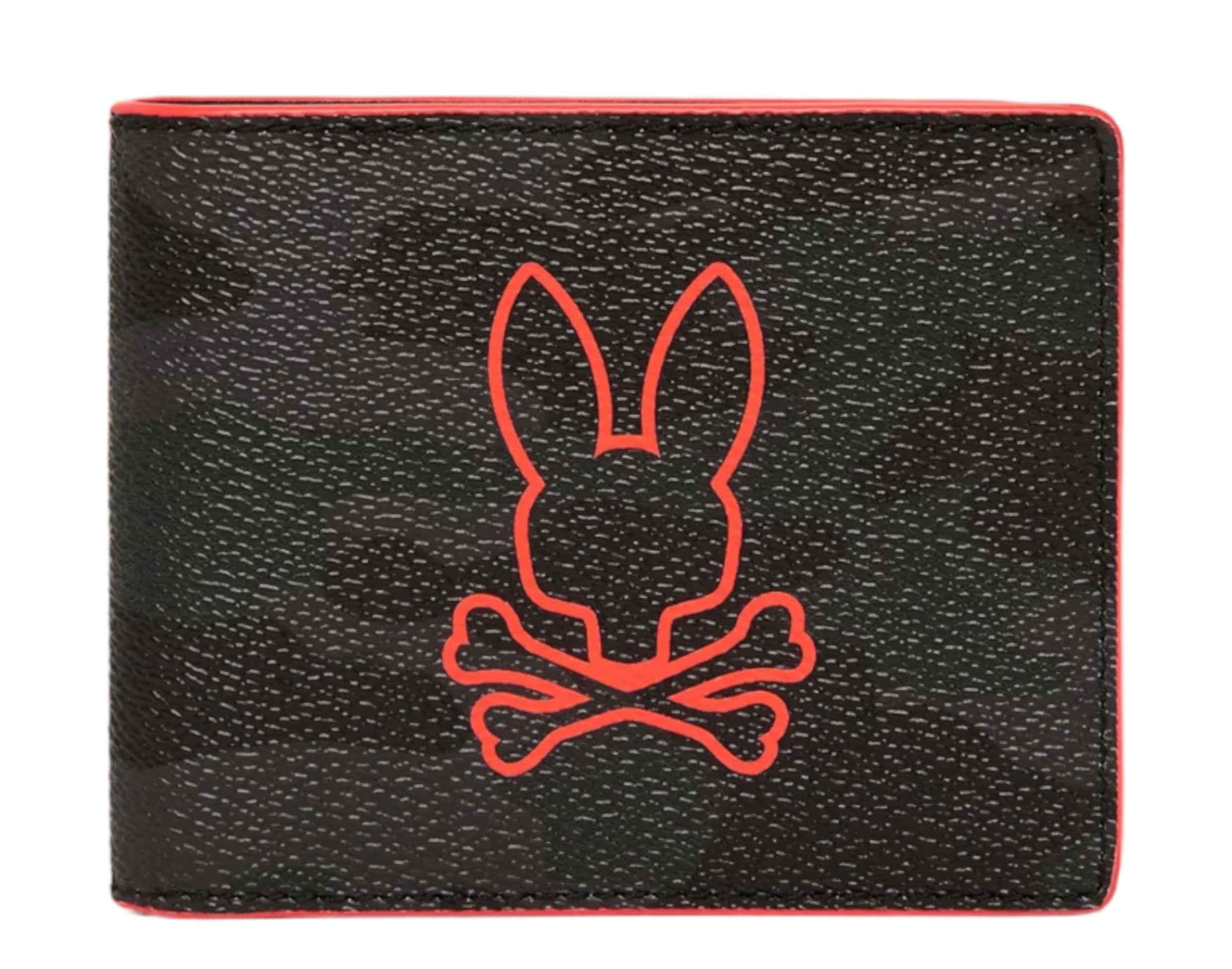 Psycho Bunny Billfold Leather Wallet Black Camo B6A633Z1LT