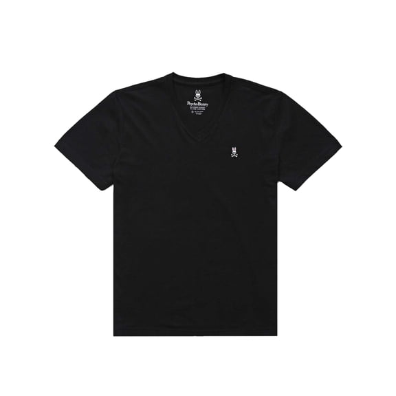 Psycho Bunny Classic V-Neck Black Men's Tee Shirt B6U100ARPC-BLK