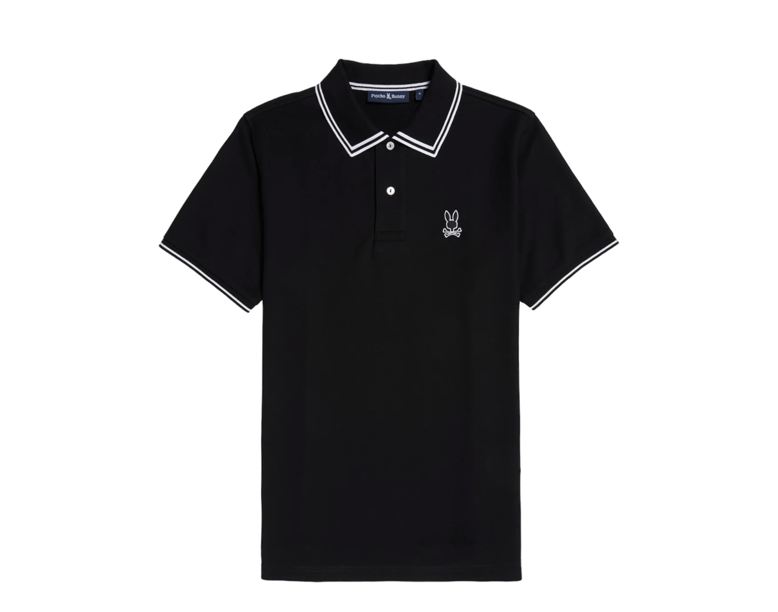 Psycho Bunny Men's Lambert Pique Polo Black/White B6K402Z1PC Psycho Bunny Men's Lambert Pique Polo Black/White B6K402Z1PC