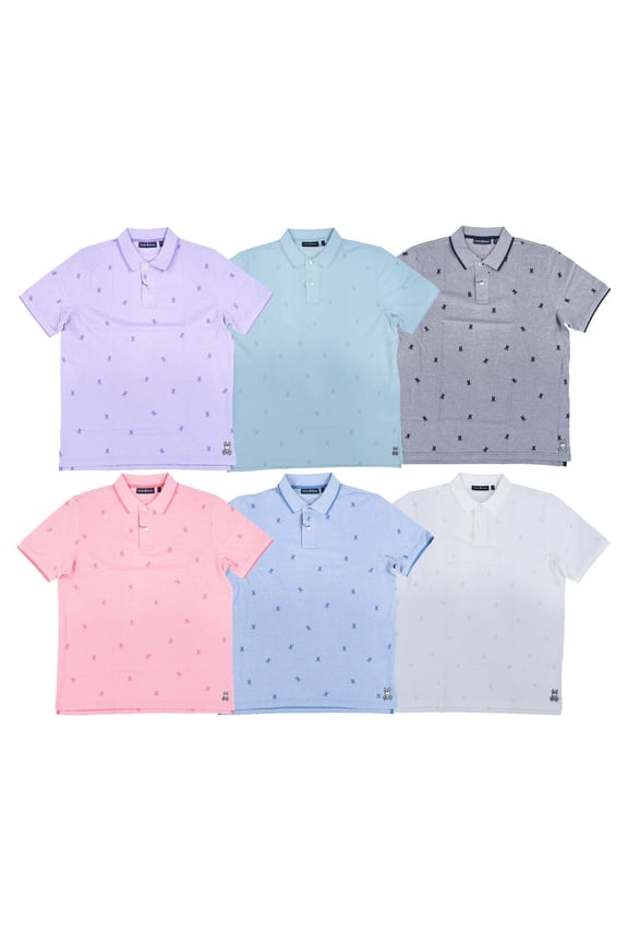Men's Polo Shirt Graphic Mesh Collared Short Sleeve Logo M L Xl New
