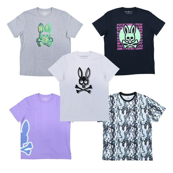 Psycho Bunny Men's T-Shirt Short Sleeve Crew Neck Graphic Logo Tee S M L Xl New