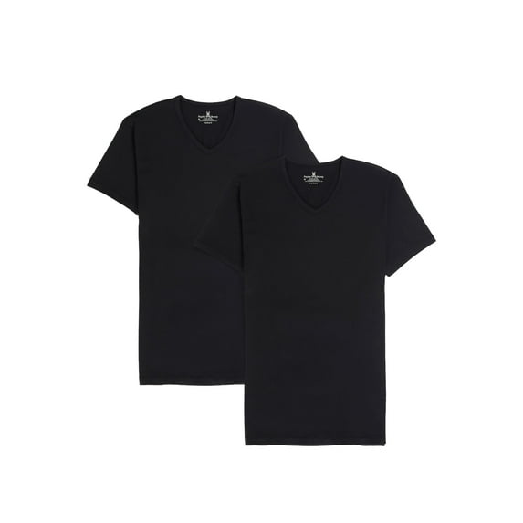 Psycho Bunny Men's Undershirt V Neck Tee Black 2 Pack B6U905ARCS-BLKBlackL
