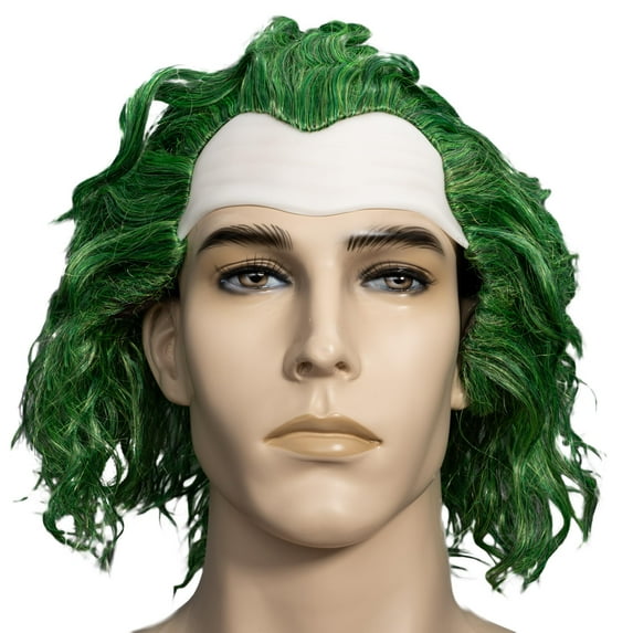Psycho Clown Joke Villain Green Hair Wig Halloween Costume Cosplay