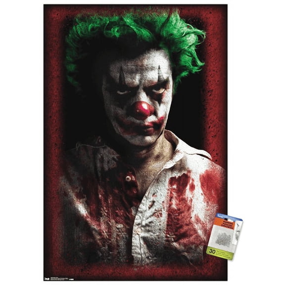 Psycho Clown Wall Poster with Push Pins, 22.375" x 34"