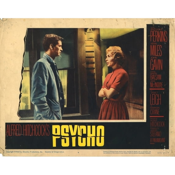 Psycho Lobbycard From Left: Anthony Perkins Janet Leigh 1960 Poster Print