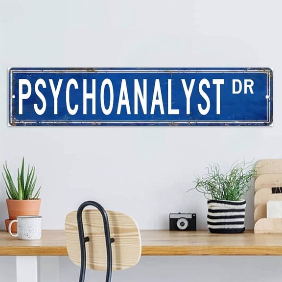 Psychoanalyst Rustic Decor Signs Rustic Wooden Sign Custom Navy Blue Wall Art Wood Plaque Sign Home Decor for Table Cabin 4"x16"