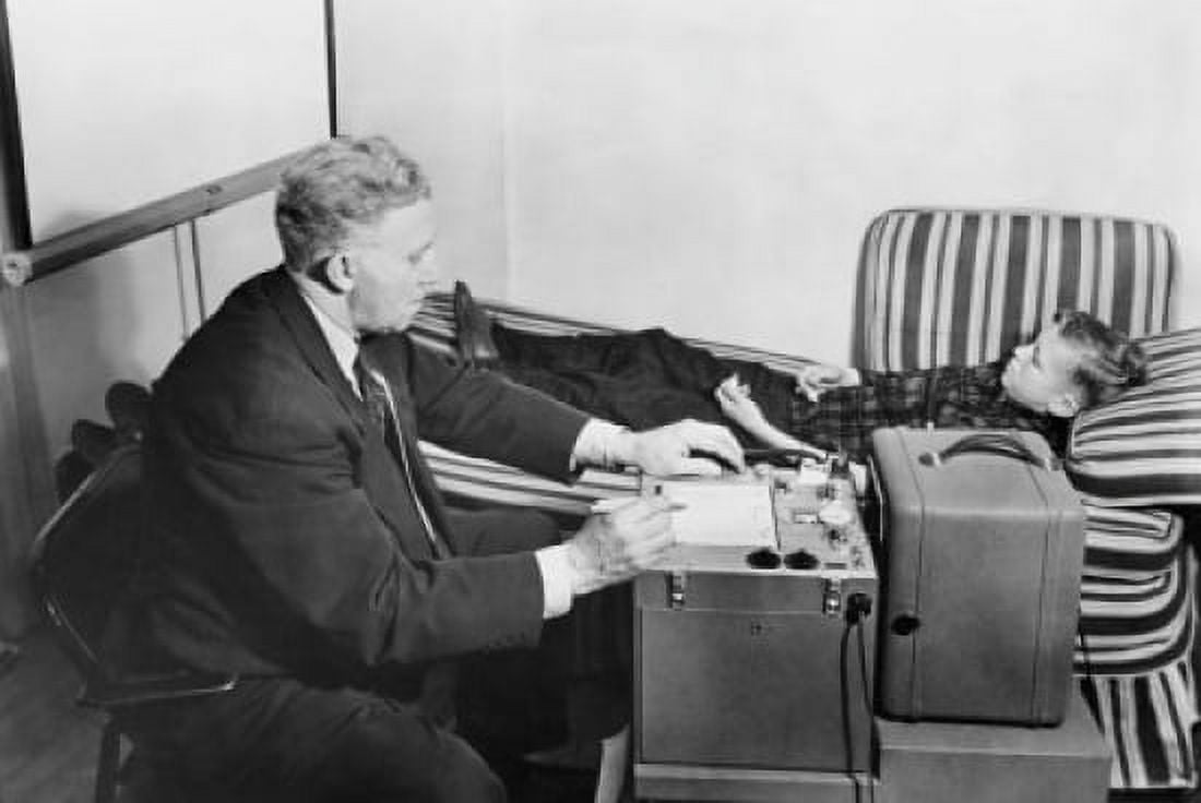 Psychologist Bernard R Hughley demonstrating use of GE type of CE Photoelectric Recorder Alfred Wilsons Children Center Columbus Ohio USA Canvas Art - (18 x 24)