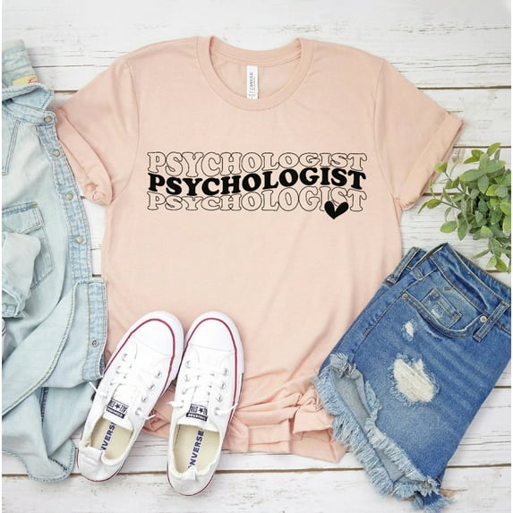Psychologist T-shirt Mental Health Tee Birthday Gift Ever Heart Shirt Depression Floral Brain Top Psychology Student For Therapist Therapy Outfit Counselor