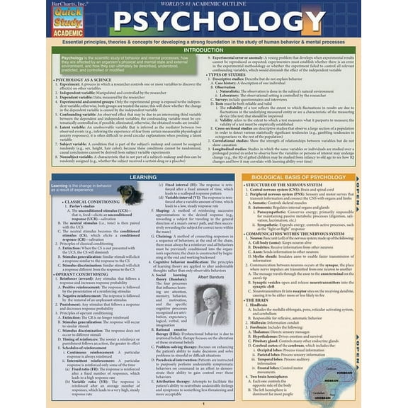 Psychology : a QuickStudy Laminated Reference Guide (Other)