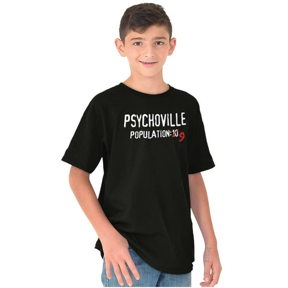 Psychoville Population Nine Funny Crewneck T Shirts Boy Girl Teen Brisco Brands L
