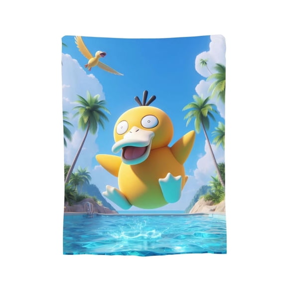 Psyduck Blanket, Soft Flannel Throw Cozy Flannel Blankets Travel Throw Blanket Super Soft Lightweight Bedding Lap Chair Sofa for Adults Kids Teens 60"X50"