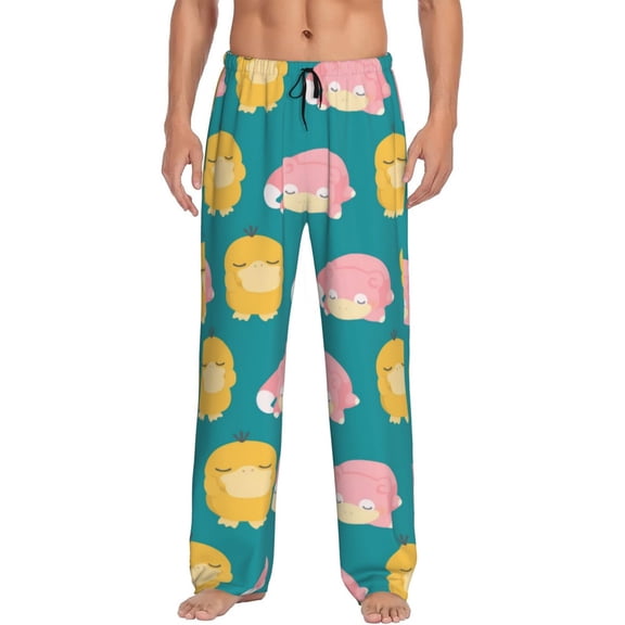 Psyduck Mens Pajama Pants Ultra Soft Comfy Lounge Sleep Pants Print Loose Casual Bottoms Loungewear