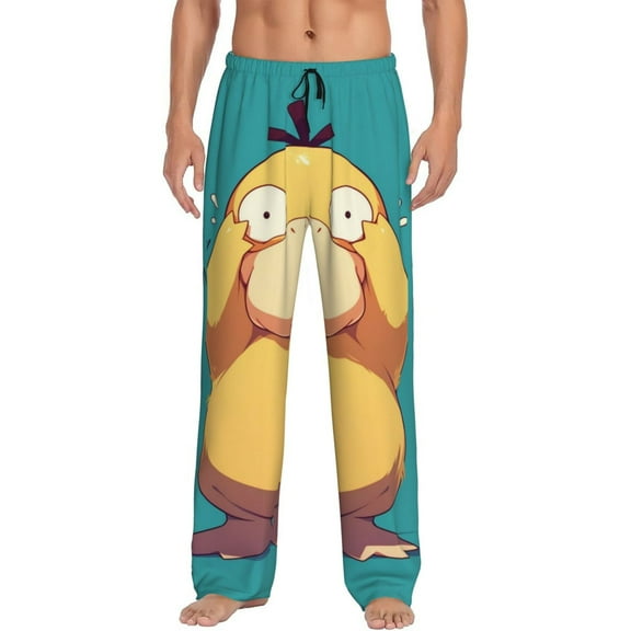 Psyduck Mens Pajama Pants Ultra Soft Comfy Lounge Sleep Pants Print Loose Casual Bottoms Loungewear