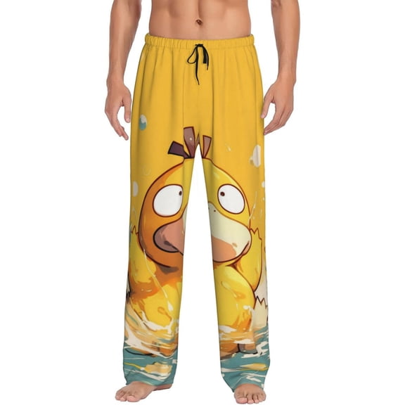 Psyduck Mens Pajama Pants Ultra Soft Comfy Lounge Sleep Pants Print Loose Casual Bottoms Loungewear