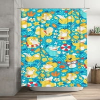 Psyduck Shower Curtain Cartoon Art Bath Shower Curtains with 12 Hooks, Waterproof Washable Polyester Bathroom Home Decor Set 72x72 Inch, Iron