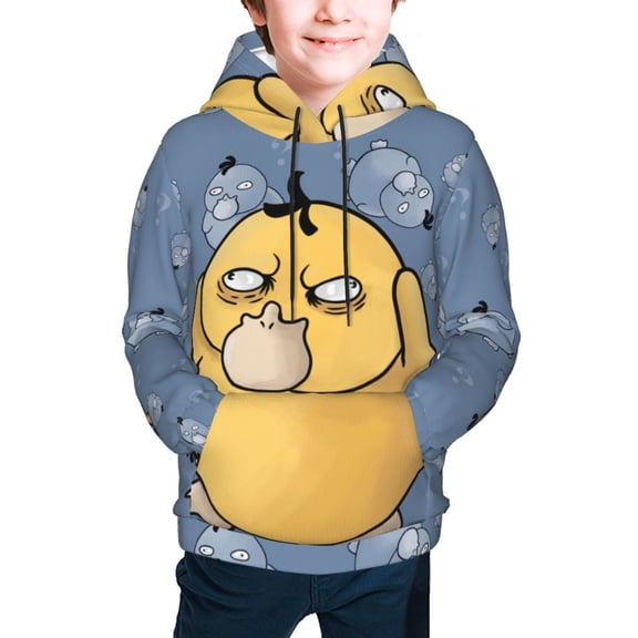 Psyduck Youth Cartoon Hoodie Fashion Long Sleeve Kids Pullover Coat Casual Hoody Hooded Sweatshirts for Boys Girls