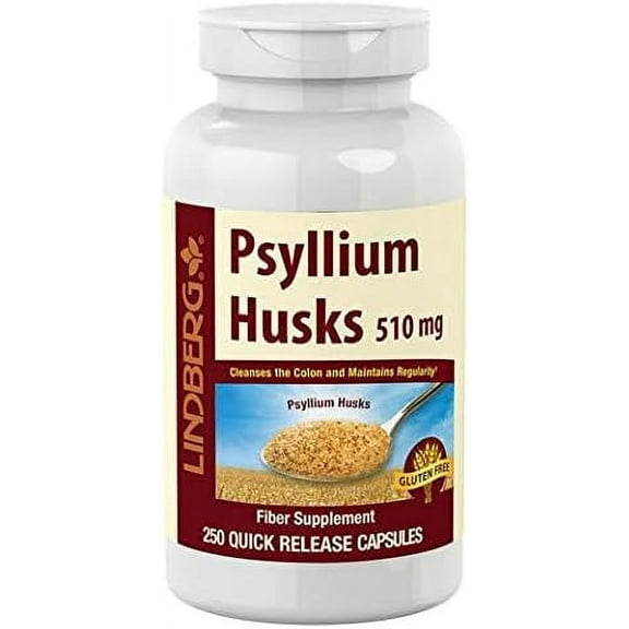 Psyllium Husk Capsules 510mg | 250 Count | Fiber Supplement for Men and Women | by Lindberg