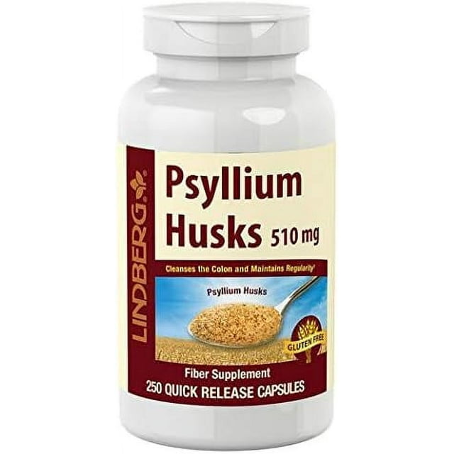 Psyllium Husk Capsules 510mg | 250 Count | Fiber Supplement for Men and Women | by Lindberg