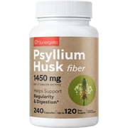 Sunergetic Psyllium Husk Fiber Supplement, 1450 mg Fiber Capsules for Digestion and Regularity, 240 Count
